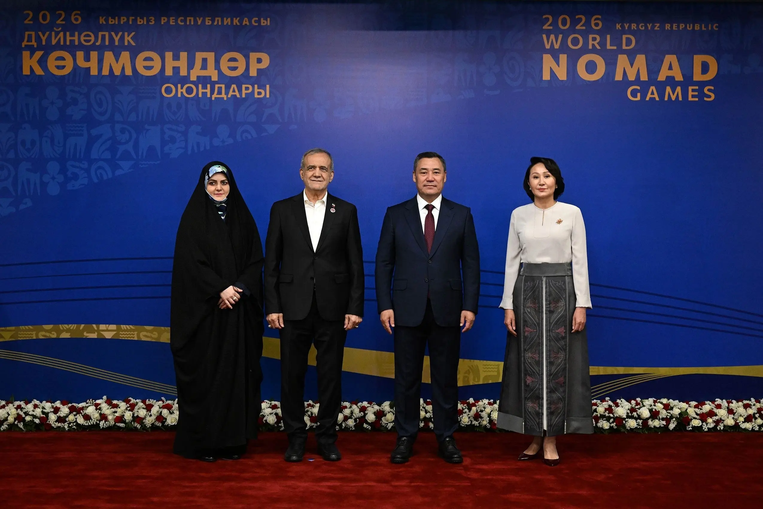 پزشکیان و دخترش در افتتاحیه مسابقات جهانی قرقیزستان