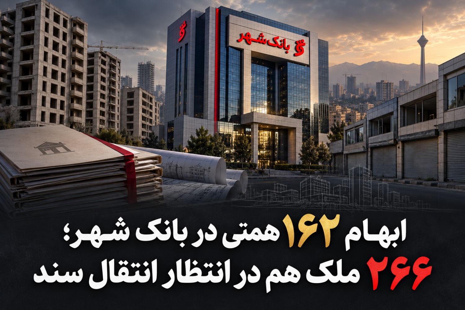 ابهام ۱۶۲ همتی در بانک شهر/۲۶۶ ملک هم در انتظار انتقال سند ابهام ۱۶۲ همتی در بانک شهر/۲۶۶ ملک هم در انتظار انتقال سند