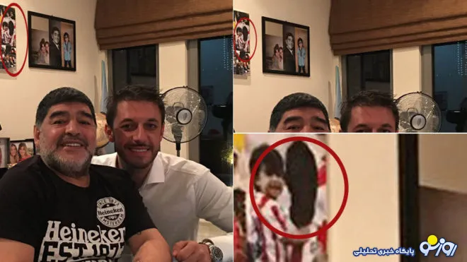رفتار خنده دار مارادونا با عکس داماد سابق خود! +عکس