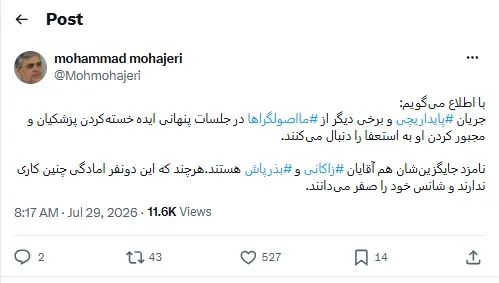 پایدارچب‌ها چه کسی را به عنوان جایگزین پزشکیان انتخاب کردند؟